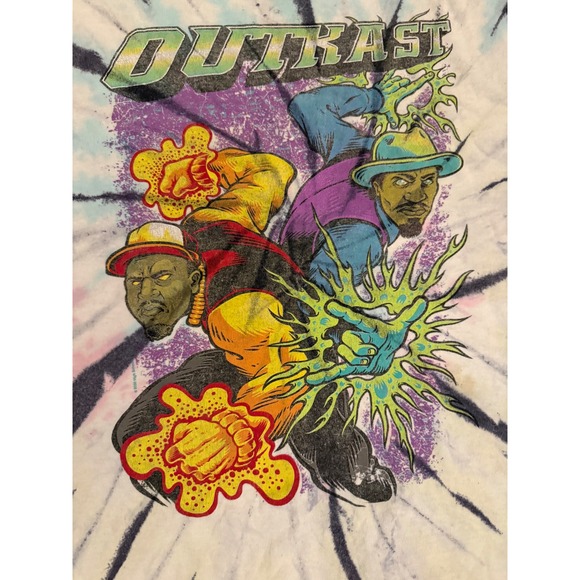 Outkast Tie Dye Graphic T-Shirt Mens XL Black Andre 3000 Big Boi Hip Hop - Picture 2 of 6